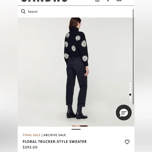 Sandro Floral Trucker-Style Sweater - Picture 3 of 9